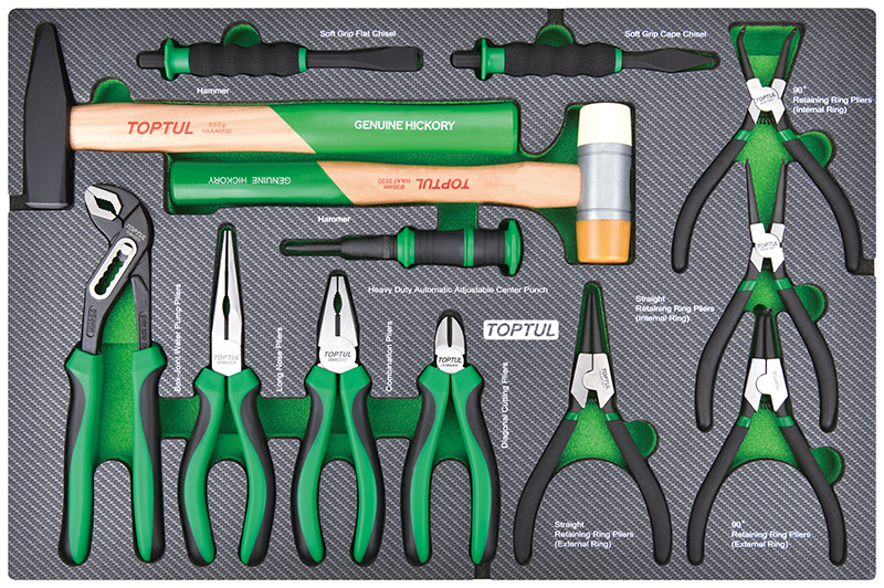 Dulap mobil pentru scule cu 7 sertare TOPTUL GE21322, cu roti pentru deplasare, negru/verde/gri, echipat 213 piese
