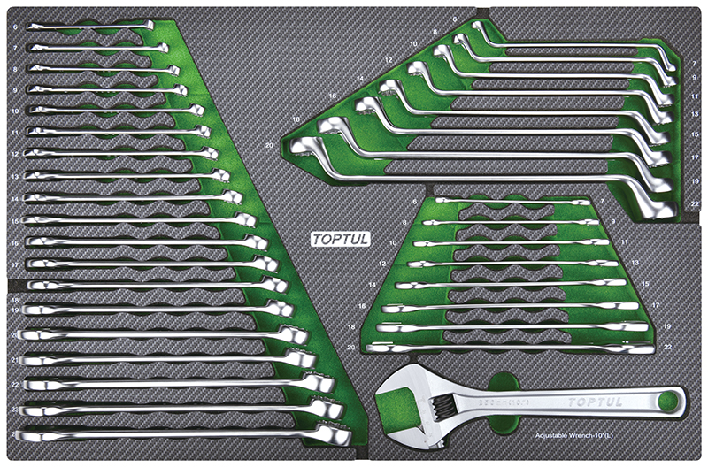 Dulap mobil pentru scule cu 7 sertare TOPTUL GE21322, cu roti pentru deplasare, negru/verde/gri, echipat 213 piese