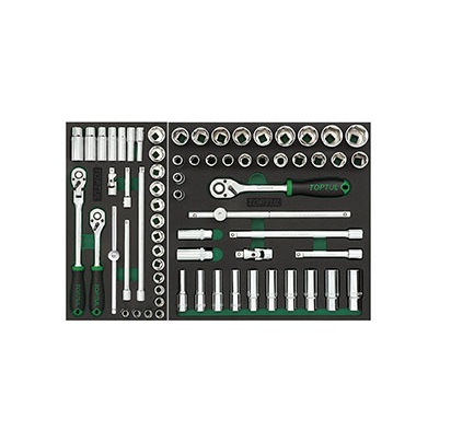 Dulap mobil pentru scule cu 7 sertare TOPTUL GV27909, cu roti pentru deplasare, negru/gri, echipat 279 piese