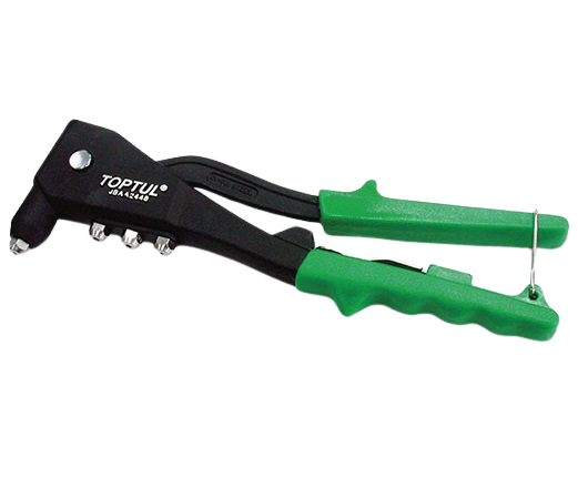 Cleste pentru pop-nit TOPTUL JBAA2448, 4 capete interschimbabile, 2.4 mm, 3.2 mm, 4.0 mm, 4.8 mm, manere crom molibden
