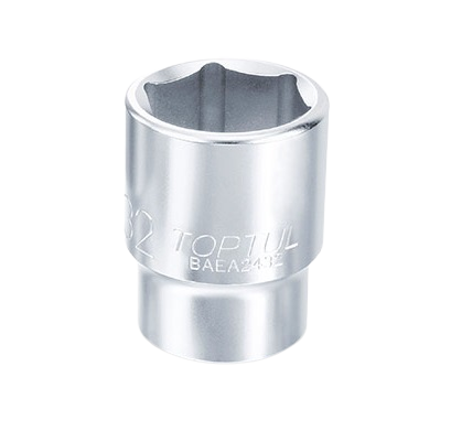 Cheie tubulara TOPTUL BAEA1634, prindere patrat 1/2 inch, profil hexagonal, deschidere cheie 34 mm, lungime 45 mm, crom vanadiu