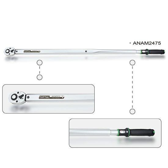 Cheie dinamometrica TOPTUL ANAM1630, antrenor patrat 1/2 inch, domeniu strangere 60-300 Nm, lungime 595 mm, cu display