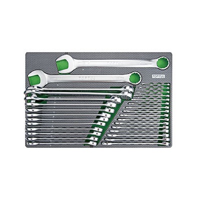 Dulap mobil pentru scule cu 8 sertare TOPTUL GE44803, cu roti pentru deplasare, negru/gri, echipat cu 448 piese