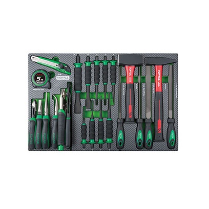 Dulap mobil pentru scule cu 8 sertare TOPTUL GE44803, cu roti pentru deplasare, negru/gri, echipat cu 448 piese