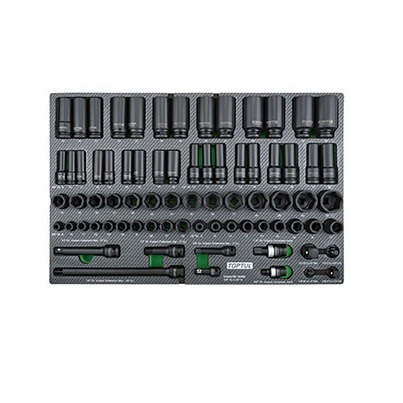 Dulap mobil pentru scule cu 8 sertare TOPTUL GE44803, cu roti pentru deplasare, negru/gri, echipat cu 448 piese