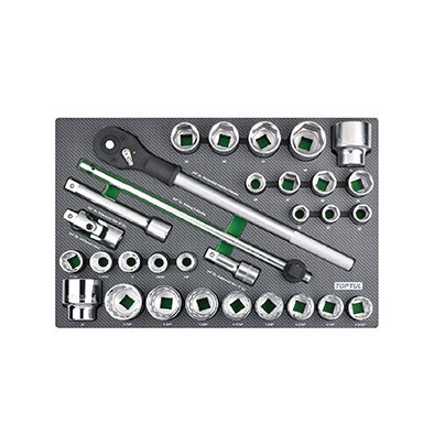 Dulap mobil pentru scule cu 8 sertare TOPTUL GE44803, cu roti pentru deplasare, negru/gri, echipat cu 448 piese