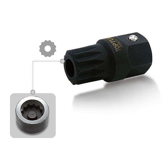 Cheie pentru buson ulei TOPTUL JDBB1617, prindere hexagon 17 mm, deschidere cheie M16H, lungime 38 mm, crom vanadiu, pentru autoturisme VW, Audi