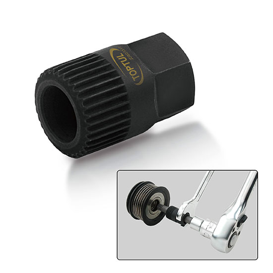 Cheie pentru fulii alternator TOPTUL JDBD3317, 33 dinti, prindere hexagon 17 mm, lungime 30 mm, crom vanadiu