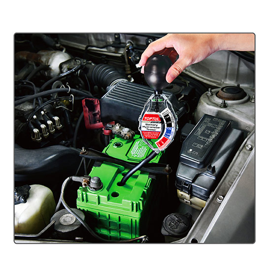 Tester hidrometru pentru baterii auto TOPTUL JDCS1101, pentru acumulatori 6, 12 si 24 V, din plastic