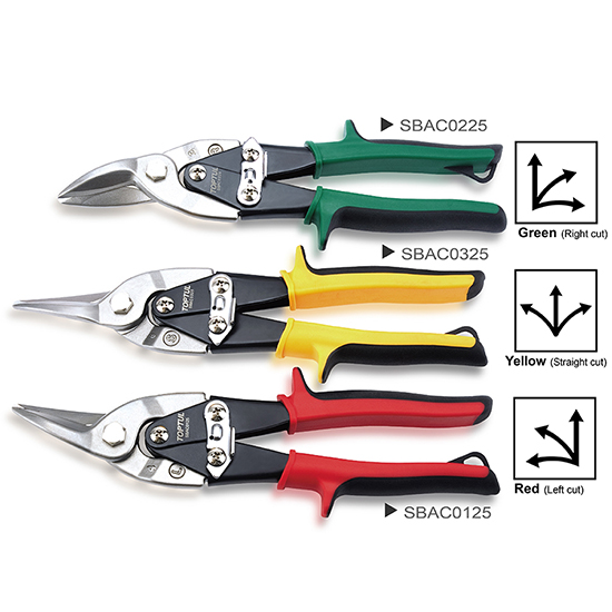 Foarfeca pentru tabla TOPTUL SBAC0325, taiere dreapta, lungime taiere 35 mm, lungime totala 250 mm, manere aderente