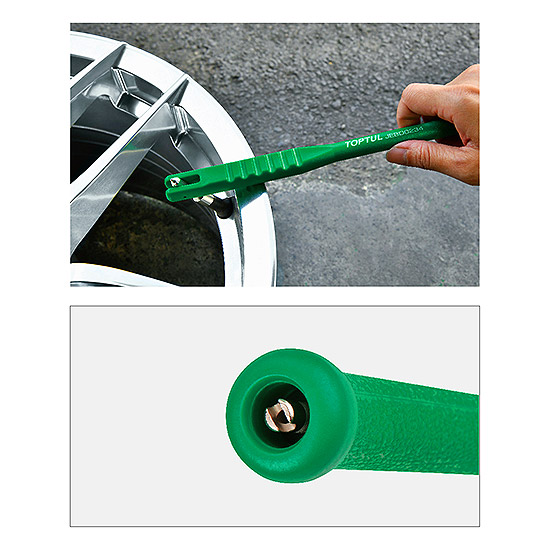 Cheie pentru ventil roti TOPTUL JEBD0234, lungime 335 mm, cap pivotabil 180 grade, maner plastic