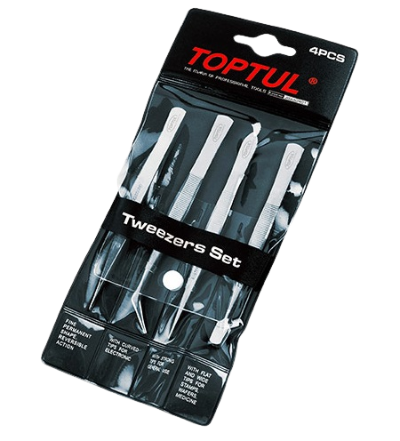 Set 4 pensete TOPTUL JGAA0401, 1 x varf drept, 1 x varf ascutit, 1 x varf 45 grade, 1 x varf plat, husa depozitare