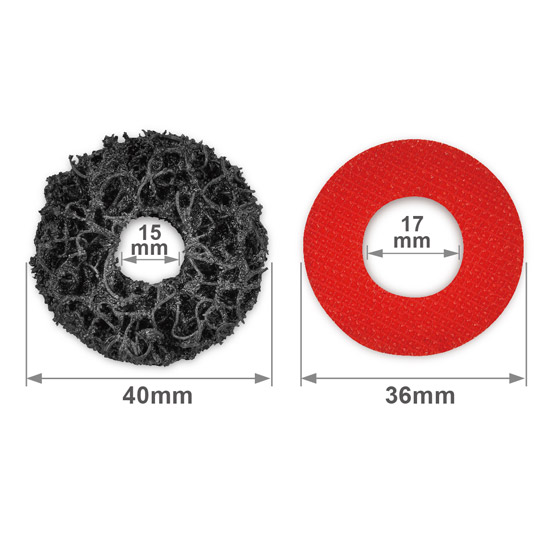 Set 5 discuri de slefuit TOPTUL JGAE0601, diametru exterior 40 mm, diametru interior 15 mm, 1 x disc de prindere 36x17 mm