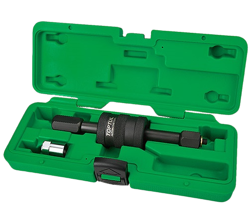 Trusa pentru extras injectoare TOPTUL JGAI0101, 3 x adaptor M8 x 0.75, M12 x 1.5 / M14 x 1.5, M17 x 0.75, ciocan culisabil, cutie depozitare