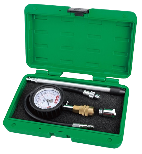 Tester compresie motor benzina TOPTUL JGAI0402, tub aluminiu 203 mm, tub flexibil 330 mm, cutie depozitare