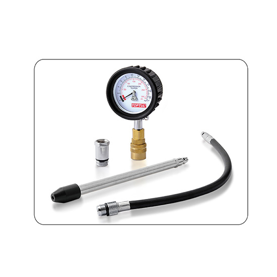 Tester compresie motor benzina TOPTUL JGAI0402, tub aluminiu 203 mm, tub flexibil 330 mm, cutie depozitare