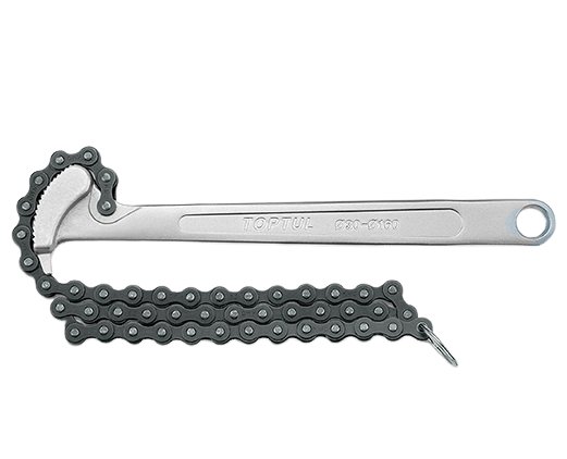 Cheie pentru filtru ulei cu lant TOPTUL JJAH0901, capacitate prindere 30-160 mm, lungime maner 225 mm, lungime lant 585 mm
