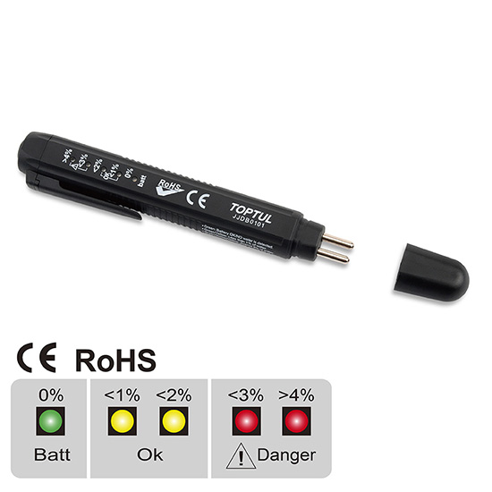 Tester pentru lichid frana TOPTUL JJDB0101, indicatoare LED, lungime 150 mm, pentru lichide DOT 4