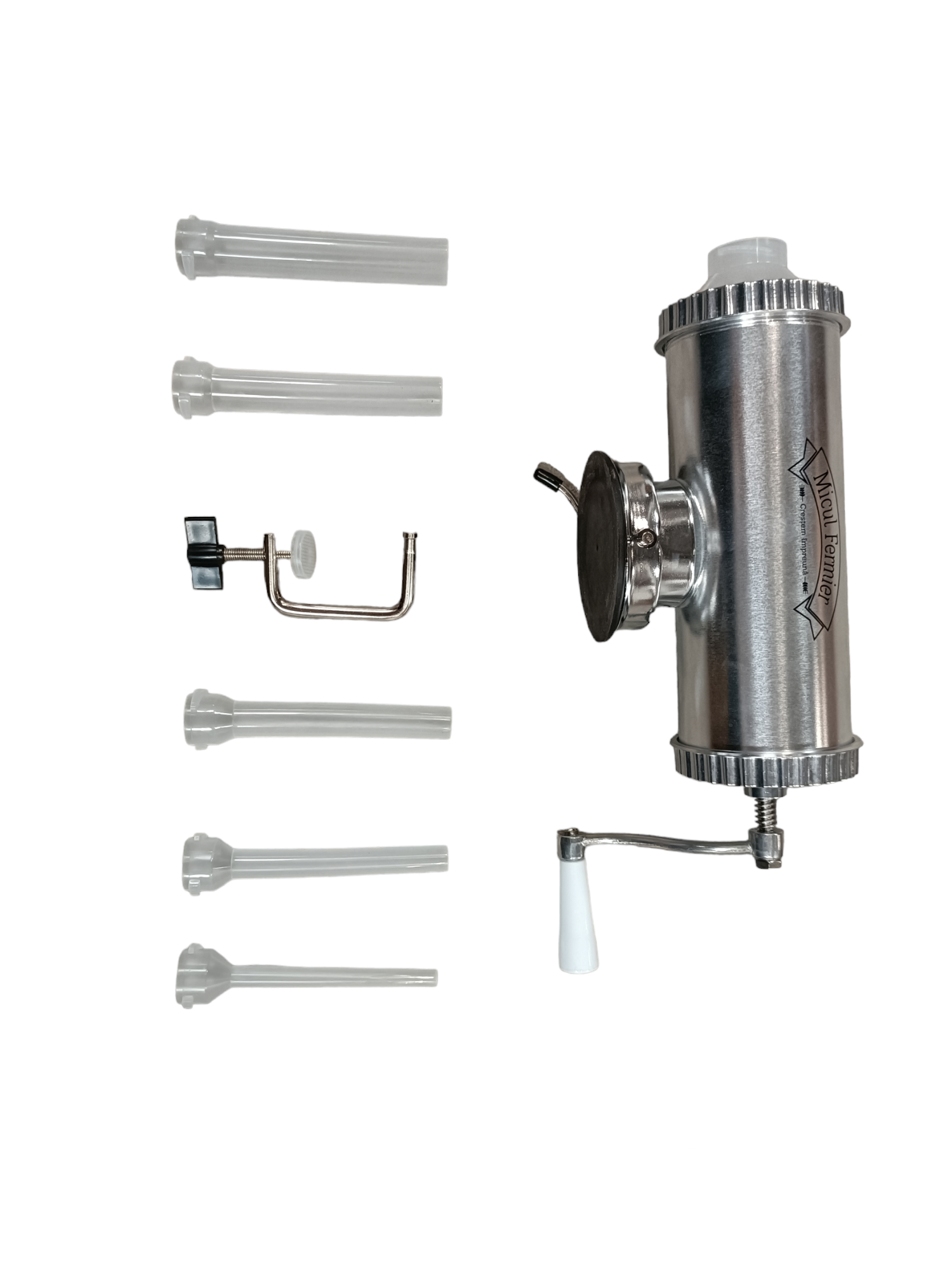 Masina de carnati MICUL FERMIER GF-0824-S001-G02, capacitate 1.5 kg, ventuza, aluminiu, 5 palnii
