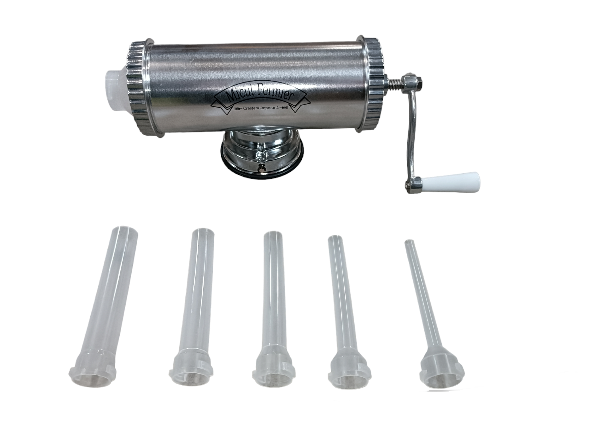 Masina de carnati MICUL FERMIER GF-0824-S001-G02, capacitate 1.5 kg, ventuza, aluminiu, 5 palnii