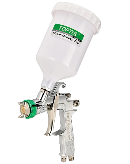 Pistol de vopsit profesional TOPTUL HVLP KANA14N6, cu diuza 1.4 mm, cupa 600 ml, cheie multifunctionala, kit curatare