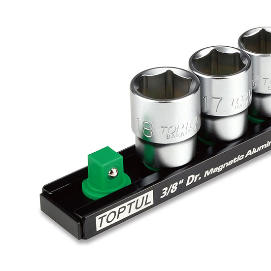 Suport magnetic pentru 10 tubulare TOPTUL PBKB4B26103, pentru chei 1/2 inch, lungime 260 mm