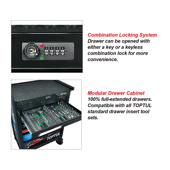 Carucior mobil pentru scule cu 7 sertare TOPTUL TCAQ0707, 688x459x849 mm, capacitate incarcare 540 kg