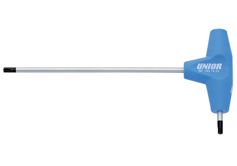 Cheie inbus cu maner tip T UNIOR 607182, profil Torx TX45, lungime activa 175x25 mm, tija crom vanadiu, maner polipropilena