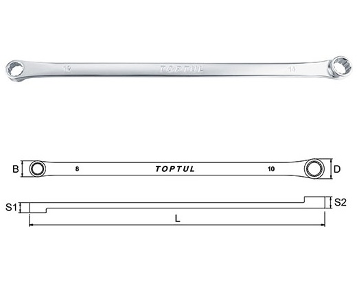 Cheie inelara lunga TOPTUL AAAP1012, deschidere cheie 10x12 mm, lungime 300 mm, crom molibden