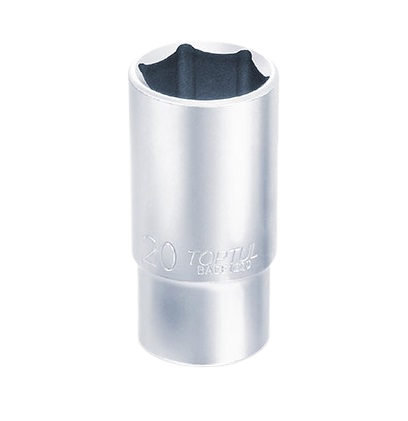 Cheie tubulara adanca TOPTUL BAEE1219, prindere patrat 3/8 inch, profil hexagonal, deschidere cheie 19 mm, lungime 63 mm, crom vanadiu