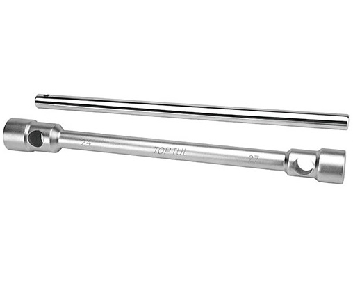 Cheie tubulara dubla pentru roti camion TOPTUL CTIA2730, hexagonala, deschidere cheie 27 x 30 mm, lungime 406 mm, cu bara de forta, crom vanadiu