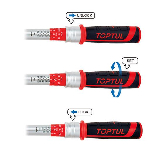 Cheie dinamometrica TOPTUL ANBV1621, domeniu de strangere 40-210 Nm, prindere patrat 1/2 inch, 525 lungime mm