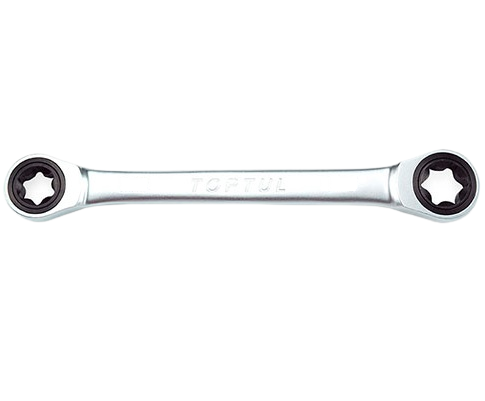 Cheie inelara dubla cu clichet TOPTUL AOAC1418, 72 dinti, profil E-star, deschidere cheie E14xE18 mm, lungime 181 mm, crom vanadiu