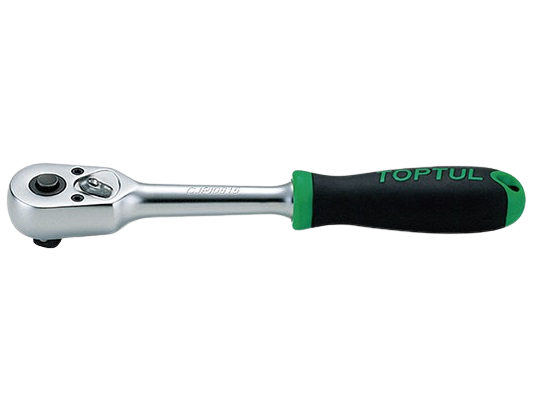 Antrenor clichet reversibil TOPTUL CJPI1220, eliberare rapida, 45 dinti, antrenor patrat 3/8 inch, lungime 200 mm, maner cauciuc, aderent