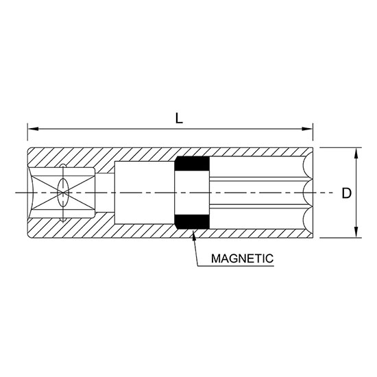 Cheie tubulara pentru bujii TOPTUL BAAT1614, magnetica, prindere patrat 1/2 inch, deschidere 14 mm, lungime 77 mm