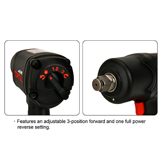 Cheie pneumatica de impact TOPTUL KSAC2413, antrenor patrat 3/4 inch, cuplu maxim 2102 Nm, 6000 rpm, cupla aer 3/8 inch