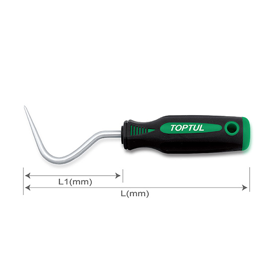 Carlig cu maner TOPTUL JJAK0201, pentru extractie furtune radiator, lungime activa 80 mm, lungime totala 190 m