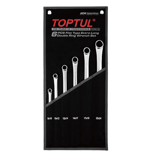 Set 6 chei inelare duble TOPTUL GPAP0602, deschidere chei 8x10, 10x12, 12x14, 14x17, 17x19, 22x24 mm, husa depozitare