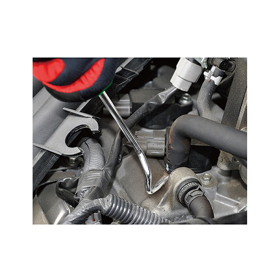 Carlig cu maner pentru demontat furtune radiatoare TOPTUL JJAK0525, lungime activa 130 mm, lungime totala 245 mm, crom vanadiu