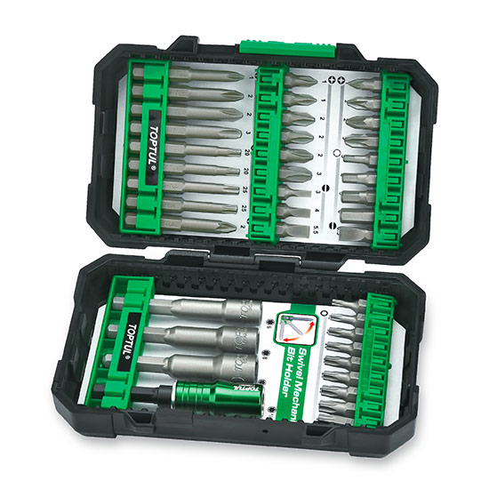 Set 40 biti pentru insurubare TOPTUL GAEW4001, prindere hex 1/4 inch, suport magnetic rapid, cutie depozitare