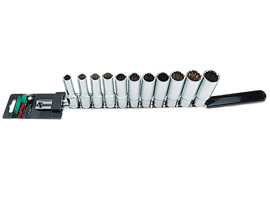 Set 11 chei tubulare lungi TOPTUL GAAQ1106, prindere 1/2 inch, profil hexagonal, deschidere cheie 10-22 mm, satinat