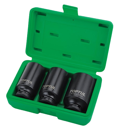 Set 3 chei tubulare de impact TOPTUL GDAI0303, prindere patrat 1/2 inch, profil bi-hexagonal, deschidere chei 30, 32, 36 mm, lungime 78 mm