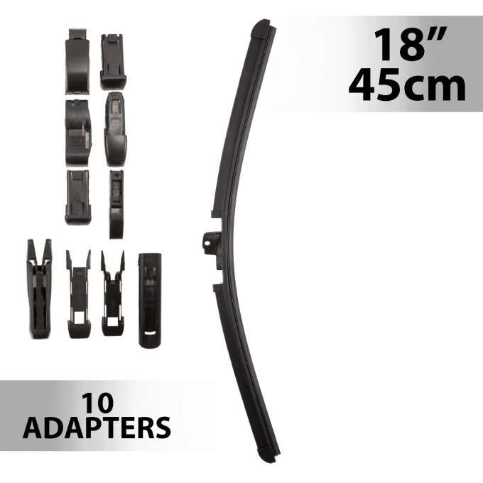 Stergator parbriz auto profesional CARGUARD 77918, lungime lama 18 inch, 45 cm, cu 10 adaptoare