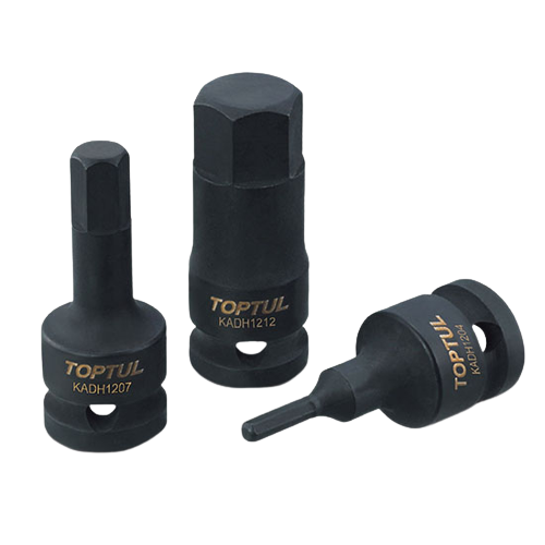 Cheie bit de impact TOPTUL KADH1609, prindere patrat 1/2 inch, profil hexagonal, deschidere cheie 9 mm, lungime 60 mm, crom molibden