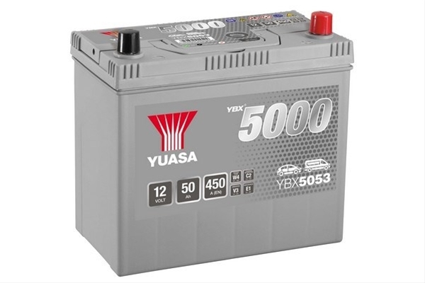Baterie auto YUASA YBX 5000 Asia YBX5053, 12V, 50Ah, 450A, 238 x 129 x 223 mm, borna dreapta plus