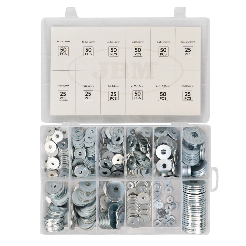 Trusa 475 saibe JBM 52158, grosime 0.98-3 mm, diametru interior 5-12 mm, diametru exterior 11x40 mm, din fier galvanizat