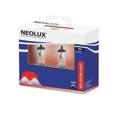 Set 2 becuri auto NEOLUX Extra Light +50 N472EL-2SCB, H4, 12V, 60/55W, P43t