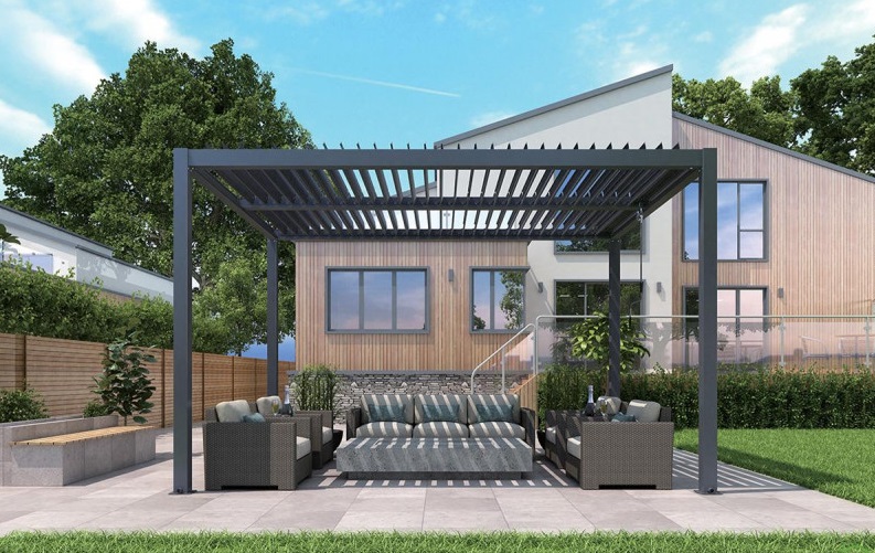Pergola pentru gradina VILLAGER Green Bay 078504, 300 x 400 x 230 cm, structura aluminiu