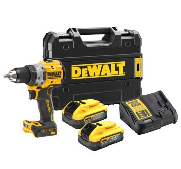 Masina de gaurit si insurubat DEWALT PowerStack DCD800H2T, 2000 rpm, 90 Nm, 2 x acumulatori Li-Ion 18V XR, 5 Ah, cutie TSTAK