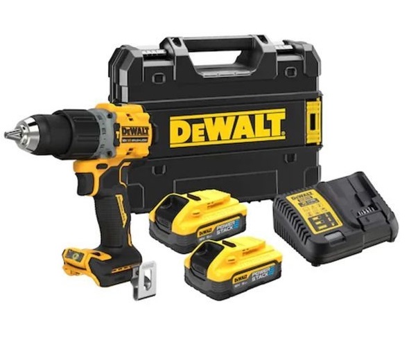Masina de gaurit si insurubat cu impact DEWALT PowerStack DCD805H2T, 2000 rpm, 34000 bpm, 2 x acumulatori Li-Ion 18V XR, 5 Ah, cutie TSTAK